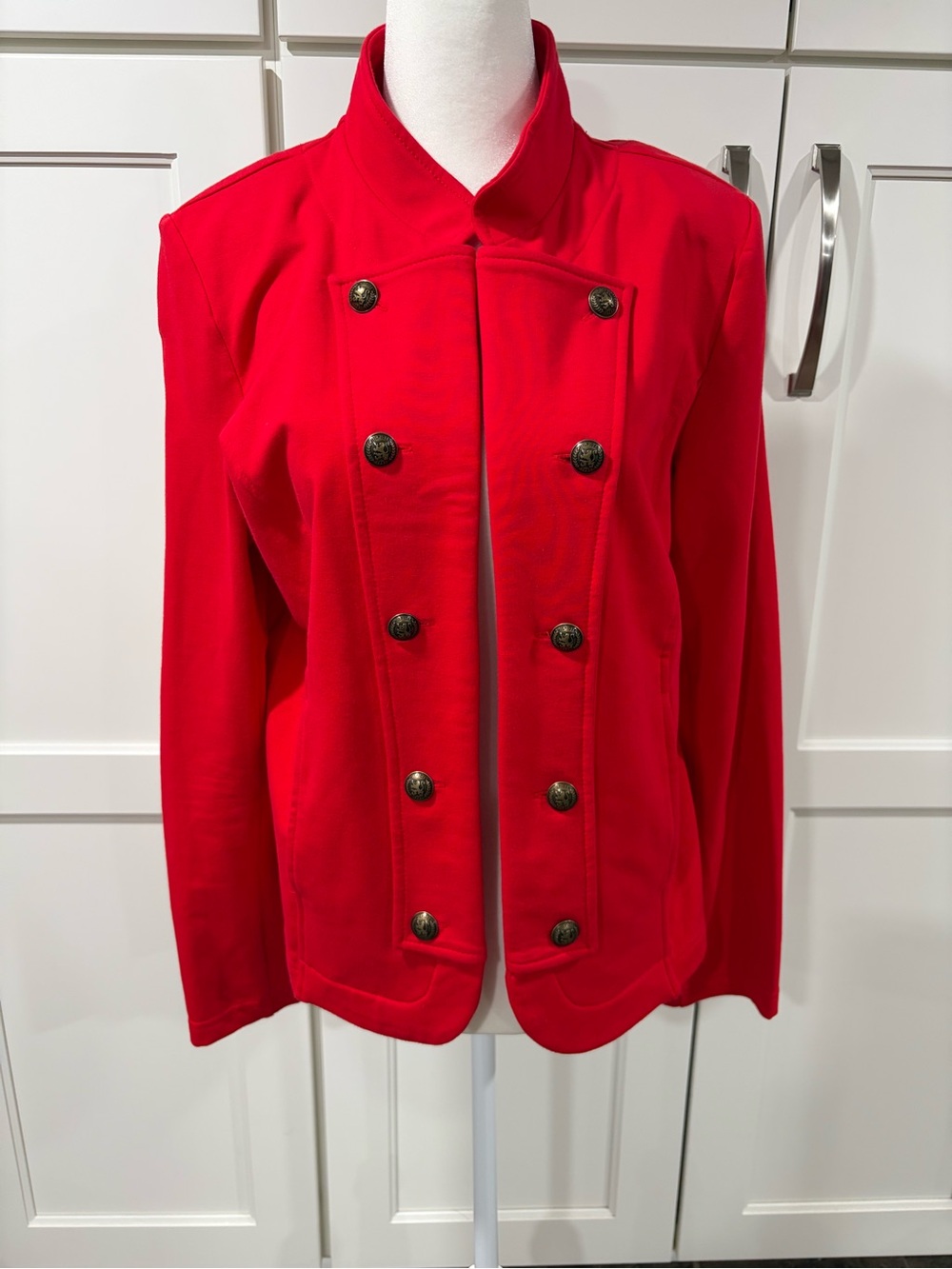 Tommy Hilfiger Red Double-Breasted Military-Style Blazer